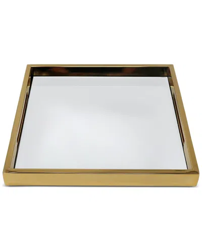 Vivience Square Mirror Tray In Gold