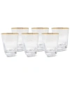 Vivience Square Shaped Rim Hammered Tumbler Glasses, Set Of 6 In Clear,gold