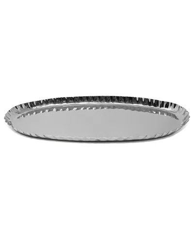Vivience Stainless Steel Crushed Oblong Tray In Silver