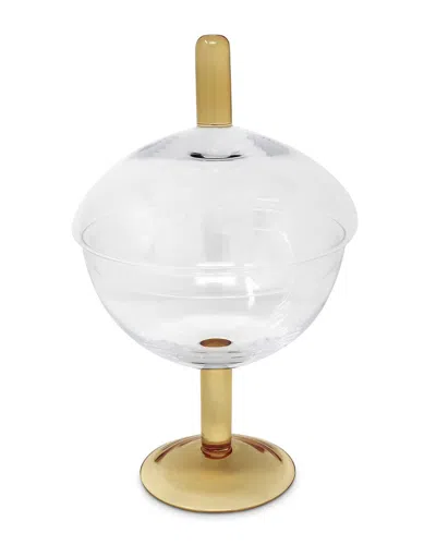 Vivience Stem Glass Jar In Gold