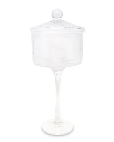 Vivience Stemmed Cookie Jar With Cracked Design In Transparent