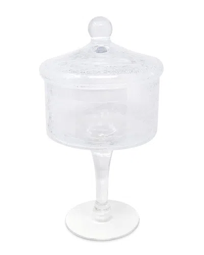 Vivience Stemmed Cookie Jar With Cracked Design In Transparent