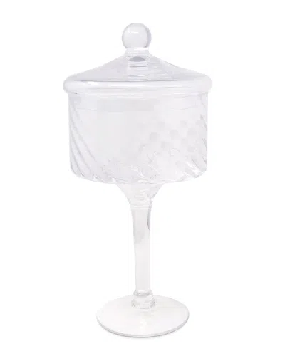 Vivience Stemmed Cookie Jar With Spiral Design In Transparent