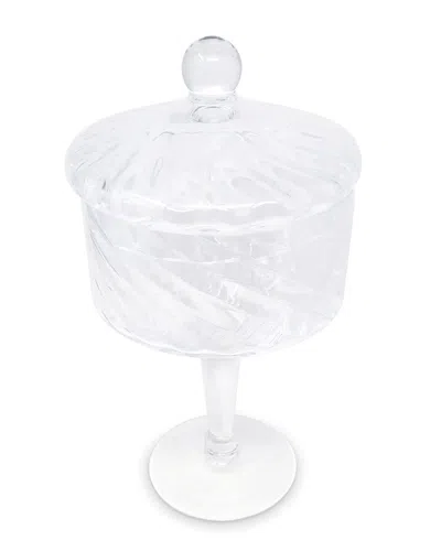 Vivience Stemmed Cookie Jar With Spiral Design In Transparent