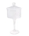 Vivience Stemmed Cookie Jar With Spiral Design In Transparent