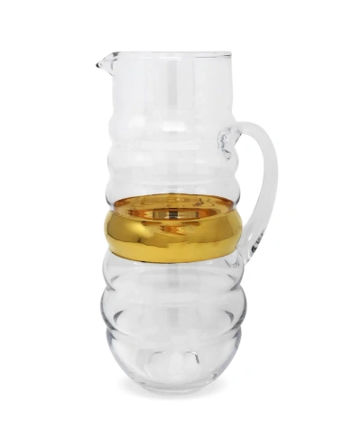Vivience Stripe Glass Pitcher In Clear,gold
