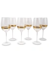 Vivience Stripe Wine Glasses, Set Of 6 In Clear,gold