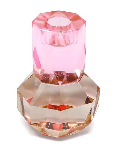 Vivience Two Tone Crystal Candle Holder In Pink