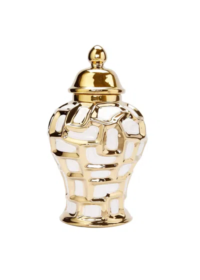 Vivience White And Gold Ginger Jar