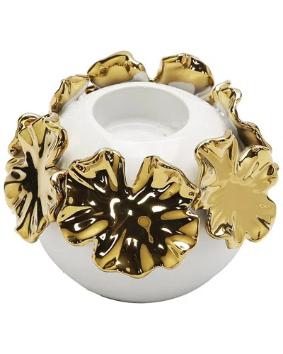 VIVIENCE VIVIENCE WHITE CERAMIC CANDLE HOLDER