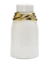Vivience White Ceramic Jar With Lid And Gold Details In White