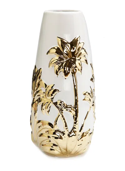 Vivience White Porcelain Vase With Gold Tree Design