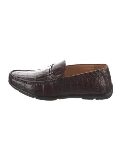 Pre-owned Vivienne Hu Alligator Animal Print Drivers In Brown