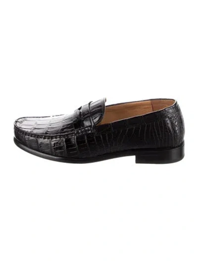 Pre-owned Vivienne Hu Alligator Animal Print Loafers W/ Tags In Black