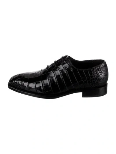Pre-owned Vivienne Hu Alligator Animal Print Oxfords In Black