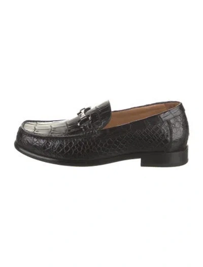 Pre-owned Vivienne Hu Alligator Dress Loafers In Black