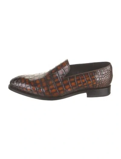 Pre-owned Vivienne Hu Alligator Loafers W/ Tags In Brown