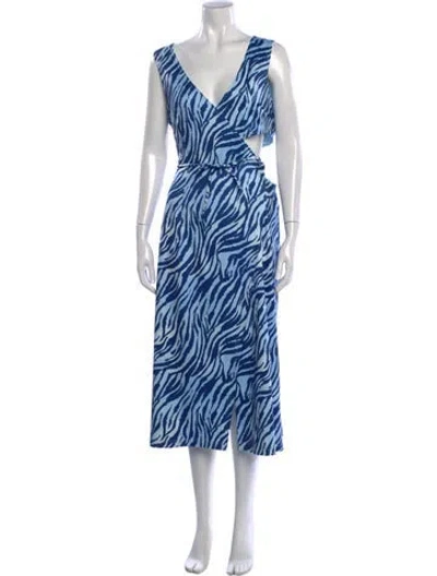 Pre-owned Vivienne Hu Animal Print Midi Length Dress In Blue
