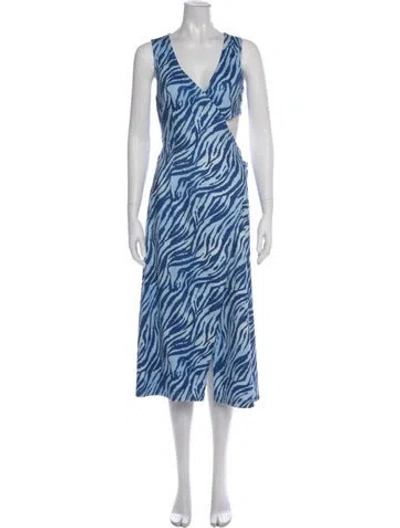 Pre-owned Vivienne Hu Animal Print Midi Length Dress In Blue