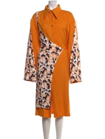 Pre-owned Vivienne Hu Animal Print Midi Length Dress In Orange