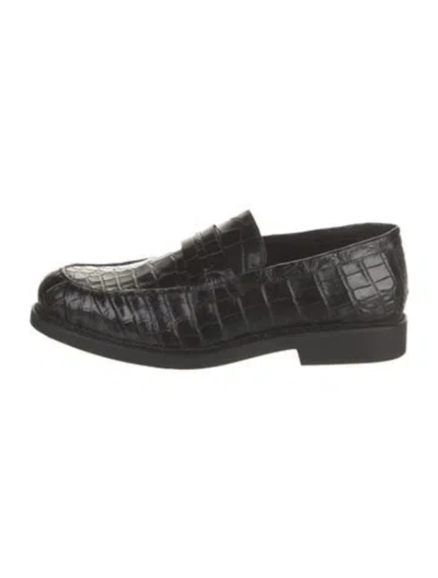 Pre-owned Vivienne Hu Embossed Leather Dress Loafers In Black