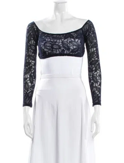 Pre-owned Vivienne Hu Lace Pattern Scoop Neck Sweater In Blue