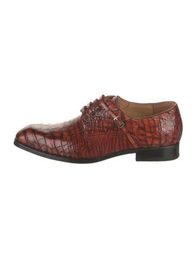 Pre-owned Vivienne Hu Leather Animal Print Derby Shoes In Orange