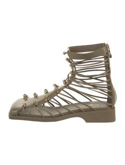 Pre-owned Vivienne Hu Patent Leather Gladiator Sandals In Neutrals