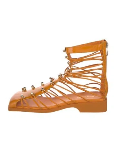 Pre-owned Vivienne Hu Patent Leather Gladiator Sandals W/ Tags In Orange
