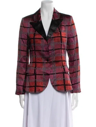 Pre-owned Vivienne Hu Plaid Print Blazer In Red