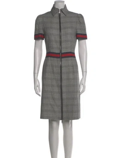Pre-owned Vivienne Hu Plaid Print Knee-length Dress In Gray