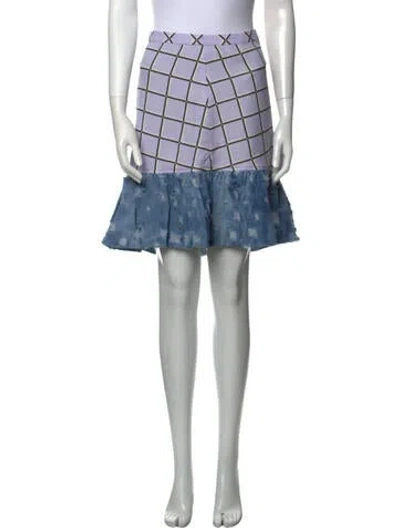 Pre-owned Vivienne Hu Plaid Print Knee-length Skirt In Blue