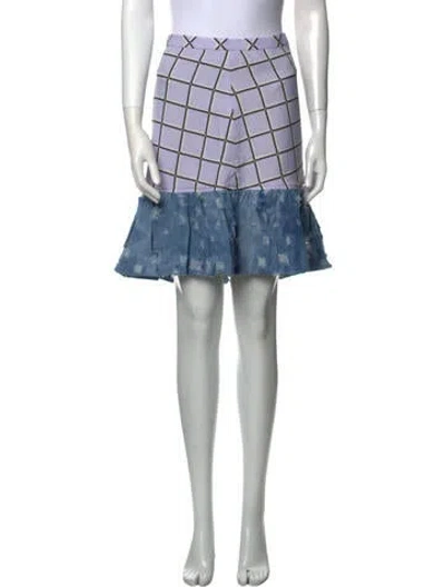 Pre-owned Vivienne Hu Plaid Print Knee-length Skirt In Blue