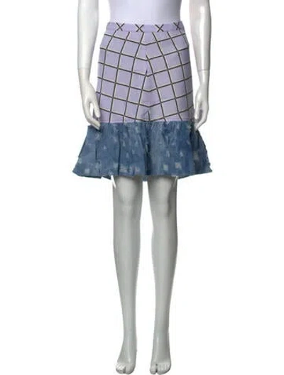 Pre-owned Vivienne Hu Plaid Print Knee-length Skirt In Blue