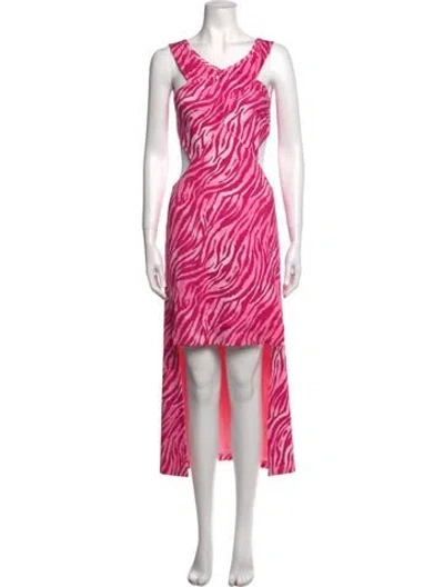 Pre-owned Vivienne Hu Printed Midi Length Dress W/ Tags In Pink