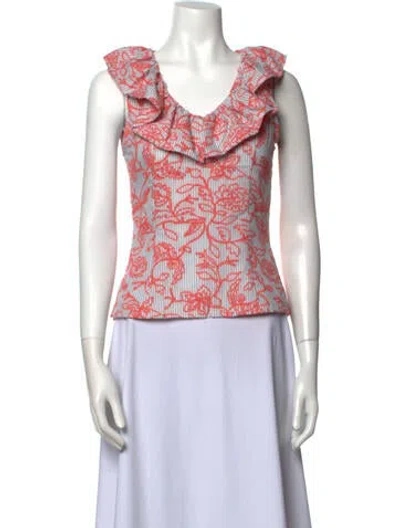 Pre-owned Vivienne Hu Printed V-neck Top In Gray
