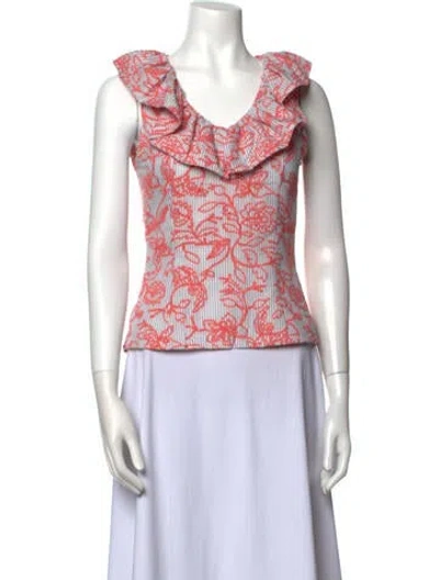 Pre-owned Vivienne Hu Printed V-neck Top In Gray