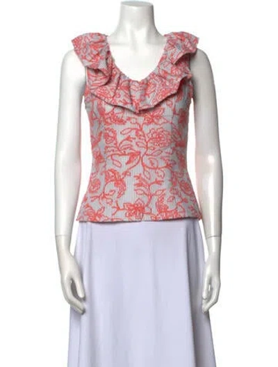 Pre-owned Vivienne Hu Printed V-neck Top In Gray