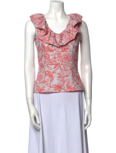 Pre-owned Vivienne Hu Printed V-neck Top In Gray