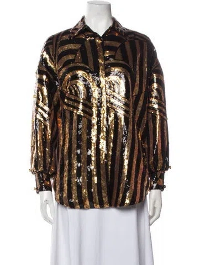 Pre-owned Vivienne Hu Striped Evening Jacket In Gold