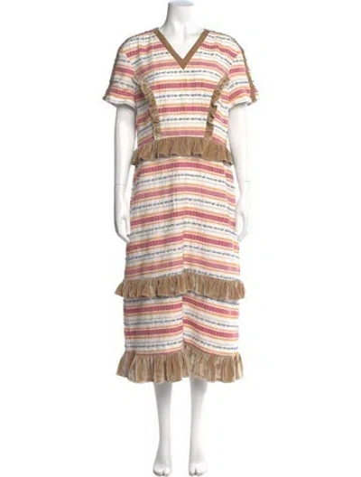 Pre-owned Vivienne Hu Striped Long Dress In Pink