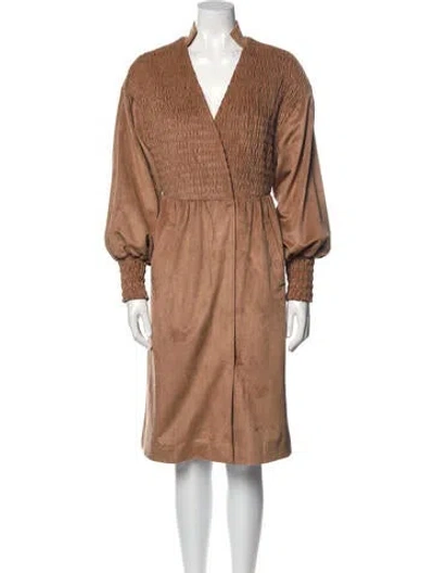 Pre-owned Vivienne Hu V-neck Midi Length Dress In Brown