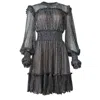 Vivienne Pash Women's Black Rayn - Multi Color Metallic Thread Elastic Smocked Waist Dress In Black