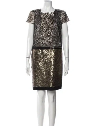 Pre-owned Vivienne Tam Animal Print Mini Dress In Neutrals