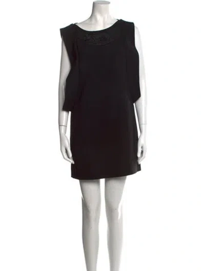 Pre-owned Vivienne Tam Bateau Neckline Mini Dress In Black