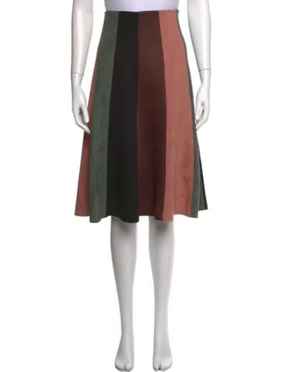 Pre-owned Vivienne Tam Colorblock Pattern Midi Length Skirt In Black