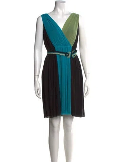 Pre-owned Vivienne Tam Colorblock Pattern Mini Dress In Black