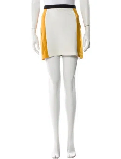 Pre-owned Vivienne Tam Colorblock Pattern Mini Skirt In White