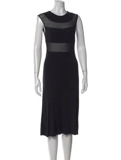 Pre-owned Vivienne Tam Crew Neck Midi Length Dress In Black