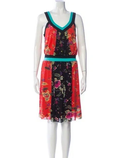 Pre-owned Vivienne Tam Floral Print Knee-length Dress In Multi
